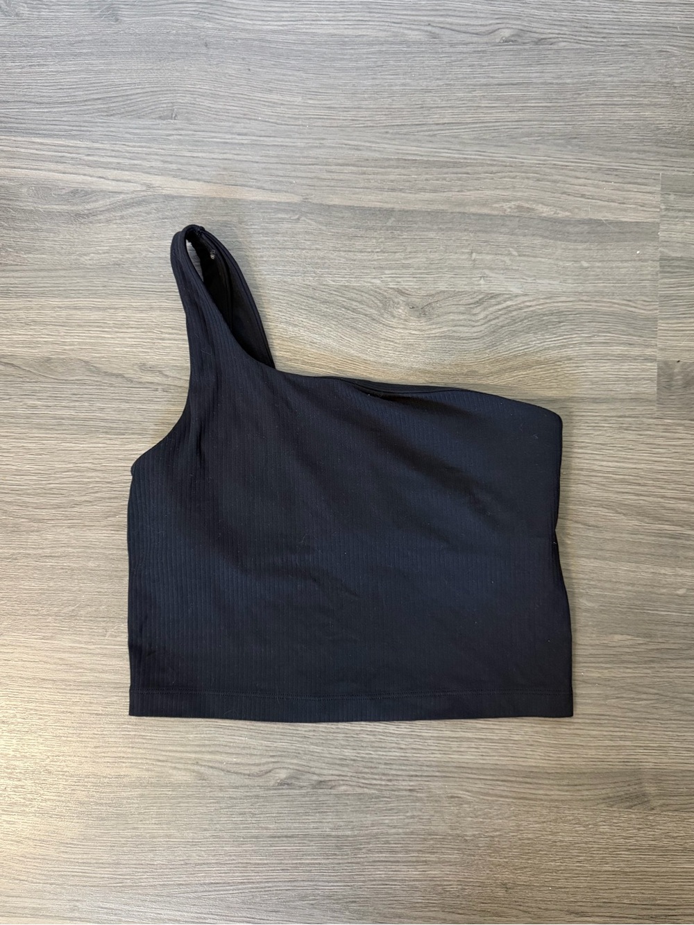 Lululemon Hold Tight One Shoulder Asymmetrical Black Ribbed Crop Top Bra